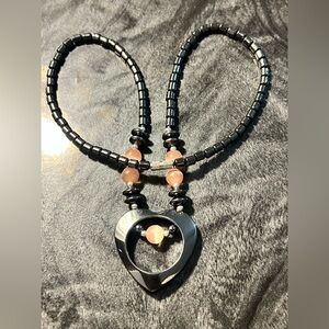 Genuine Stone Hematite/cats Eye Necklace Mint condition